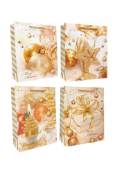 Подарочный пакет «Merry Christmas» золотой 26×32 см