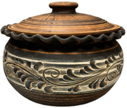 Керамический горшок красная глина 4Л белый орнамент