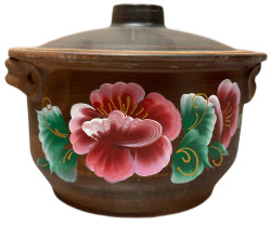 Керамический горшок красная глина 3л яркие цветы