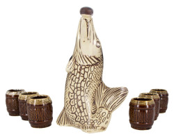 Бутыль Щука 1,5 л + 6 шотов керамика