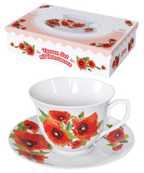 Чайный сервиз Маки 6 чашек + 6 блюдец