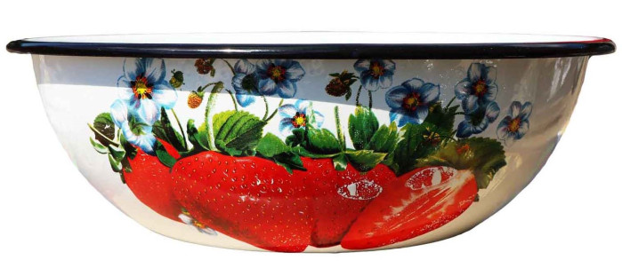 деталь Миска эмалированная белая 4л Клубника