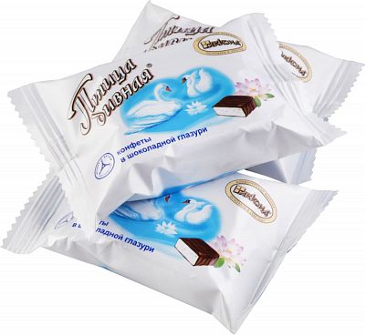 деталь PTICA DIVNAYA BÍLÁ jemné sufle v čokoládě