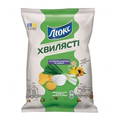 деталь Чипсы волнистые со вкусом сметаны и лука 125г Люкс
