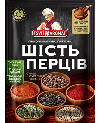 деталь Приправа 6 перцев 25г T&A
