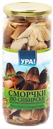 деталь Nakládané smorčky s česnekem Ura 270g