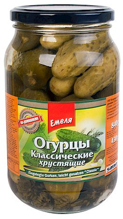 деталь Огурцы маринованные хрустящие 860г Емеля