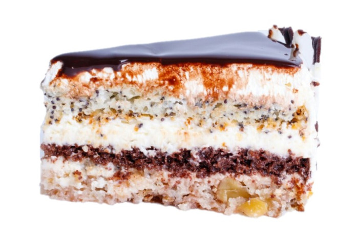 деталь GENERALŠA s vanilkovým krémem, mákem a ořechy