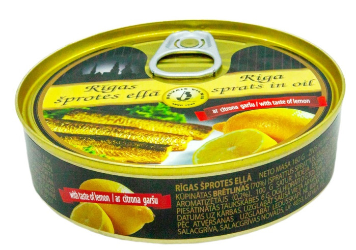 деталь Uzené šproty s citronem 112g Riga