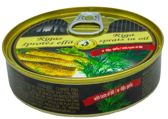 деталь Uzené šproty s koprem 112g Riga