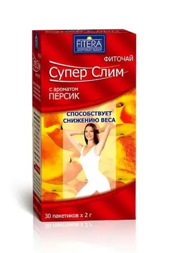 деталь Фиточай Грин Слим с ароматом Персик 30*2г 60г Fitera
