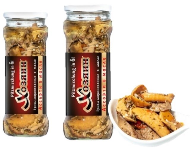деталь Nakládané assorti houby v oleji 205g
