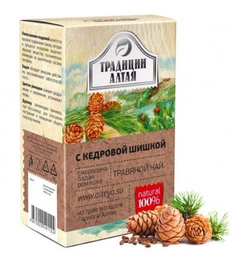 деталь Травяной чай с кедровой шишкой 50г Традиции Алтая
