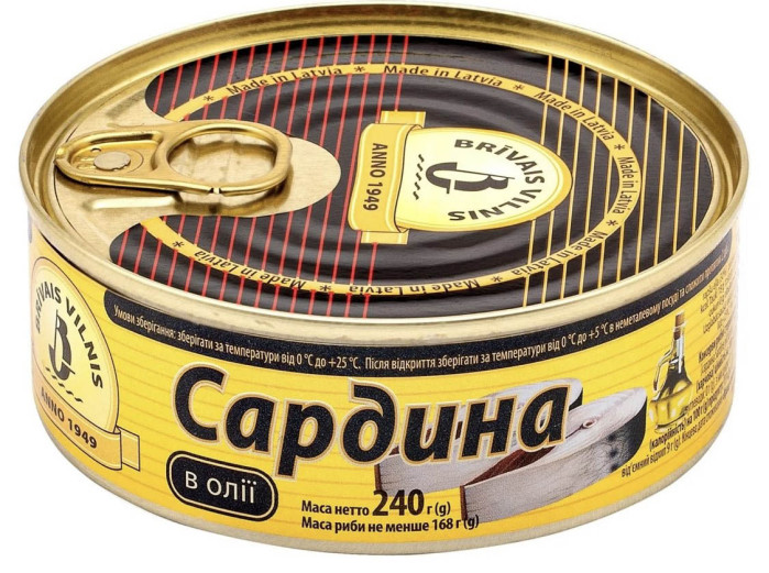 деталь Сардины в масле 240г Brivas Vilnis