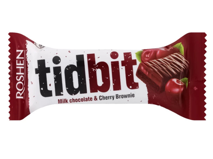 деталь Шоколадный батончик Tidbit Вишневый Брауни 50г Roshen