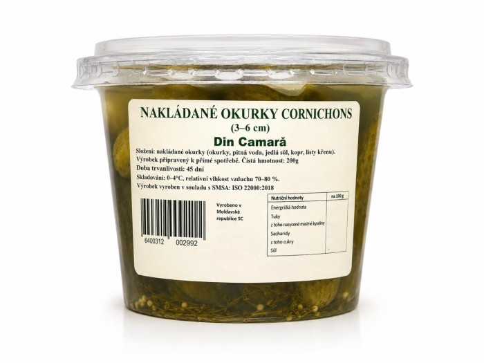 деталь Маринованные огурчики-корнишоны (3–6 см) 200г Din Camară