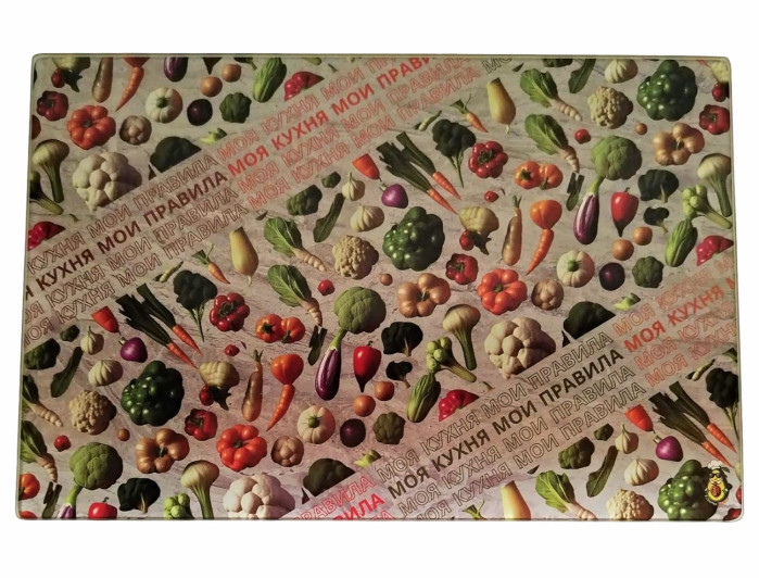 деталь Стеклянная кухонная доска 30x20см Моя кухня мои правила