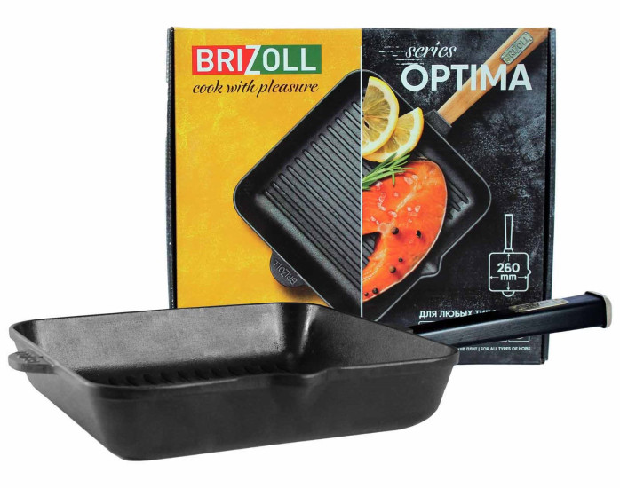 деталь Чугунная сковорода-гриль 260мм H-6см Brizoll series Optima