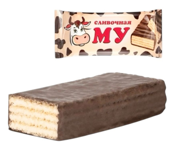 деталь Конфеты вафельные Сливочная Му с кремовой начинкой в глазури Невский кондитер