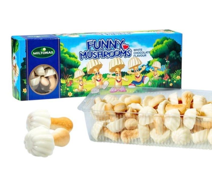 деталь Нежное печенье Грибочки с белым шоколадом 170г Miltonas