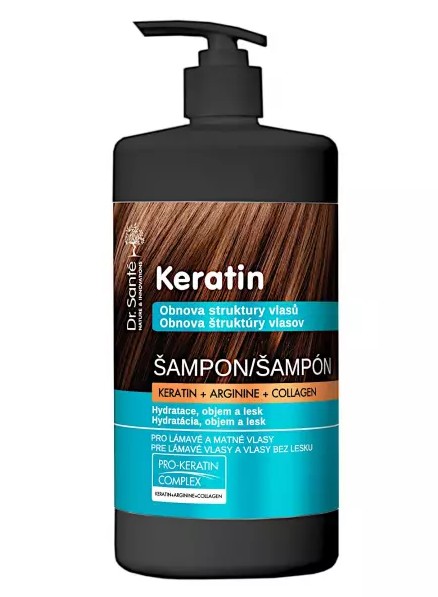 деталь  Восстанавливающий и увлажняющий шампунь для ломких волос Keratin 1л  Dr. Santé 