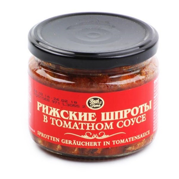 деталь Šproty v rajčatové omáčce Best Time 182g