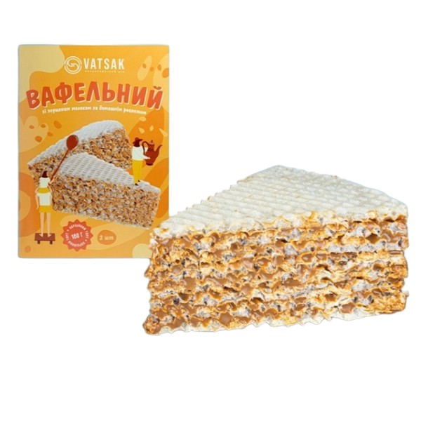 деталь Вафельный торт с начинкой, с ароматом карамелизированного сгущенного молока 180 г замороженный Vatsak