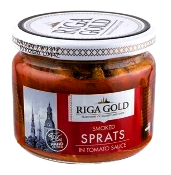 деталь Úzené šproty v tomatové omáčce 175g Riga Gold