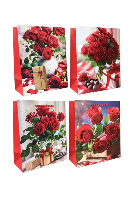 деталь Подарочный пакет «Розы и подарок» 23×18 см