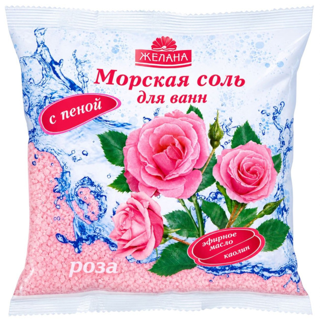 деталь Соль морская для ванн Роза с пеной-каолином 500г