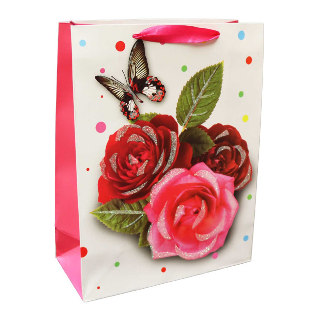 деталь Dárková taška Ruže s motýlem 32*11cm