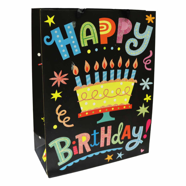 деталь Dárková taška Happy Birthday černá 32*11cm