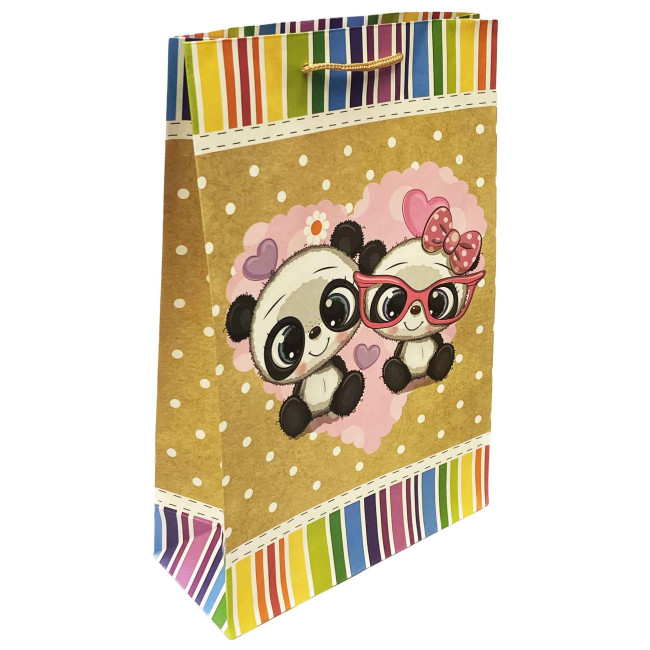 деталь Dárková taška Pandy 26x33cm kraftova