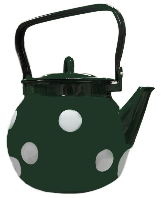 деталь Чайник эмалированный 3,5л зеленый с горошком