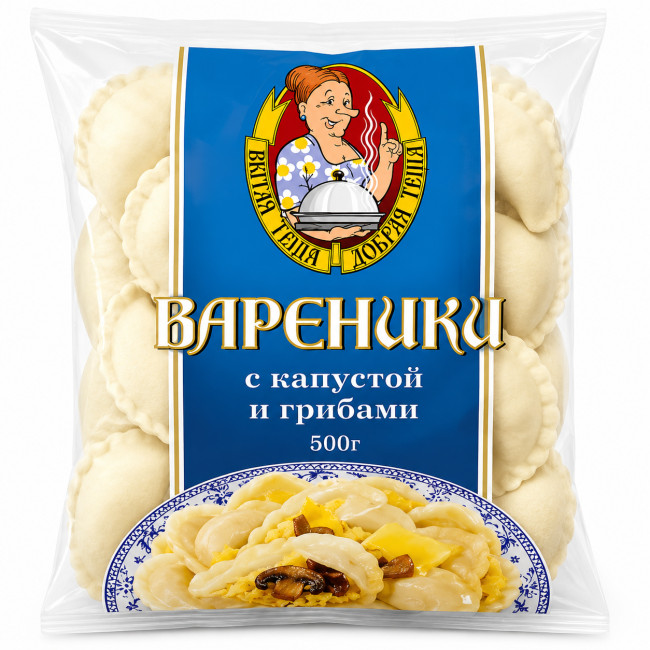 деталь Vareniky se zelí a houbami Tchýně 500g