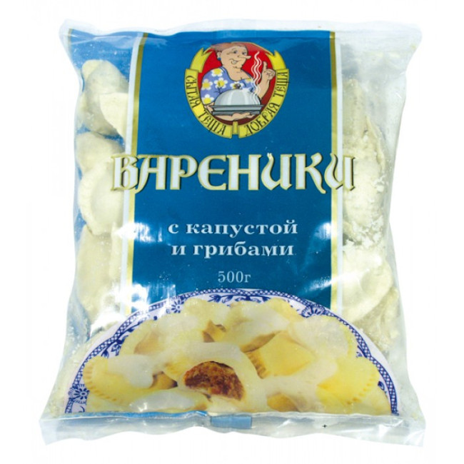 деталь Vareniky se zelí a houbami Tchýně 500g