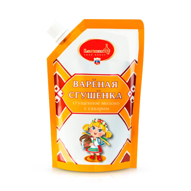 деталь Kondenzované mléko vařené Lackmann 250g