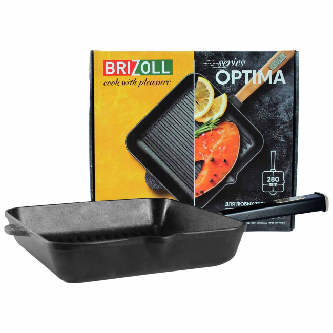 деталь Litinová grilovací pánev 28x28cm Brizoll series Optima