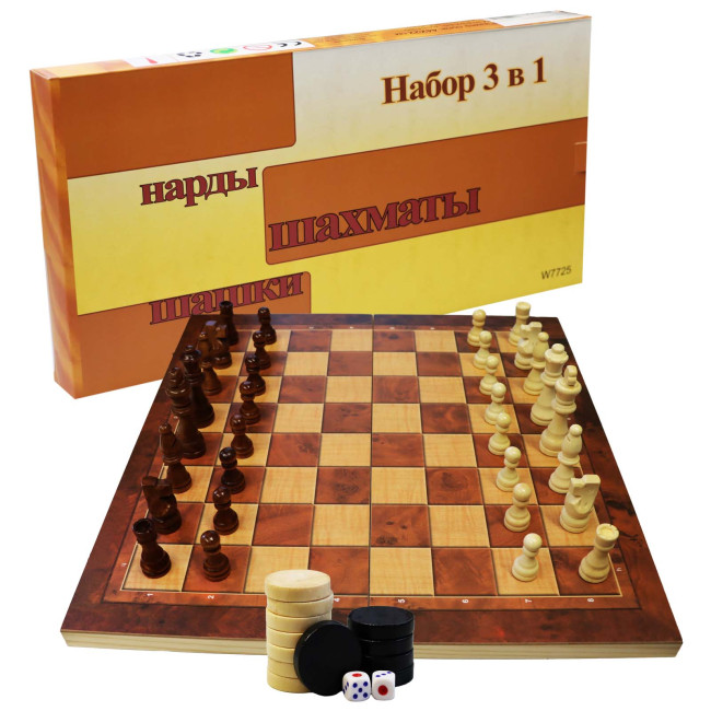 деталь Nardy, šachy, šachmaty 3v1 44*22cm