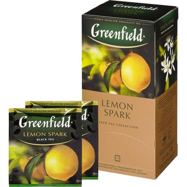 деталь Černý čaj Lemon Spark 25*1,5g Greenfield