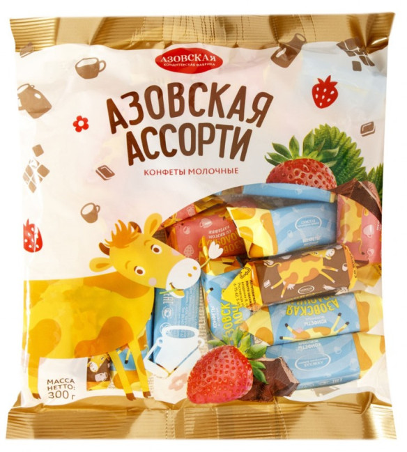 деталь Конфеты молочные Азовская ассорти 300г AKF