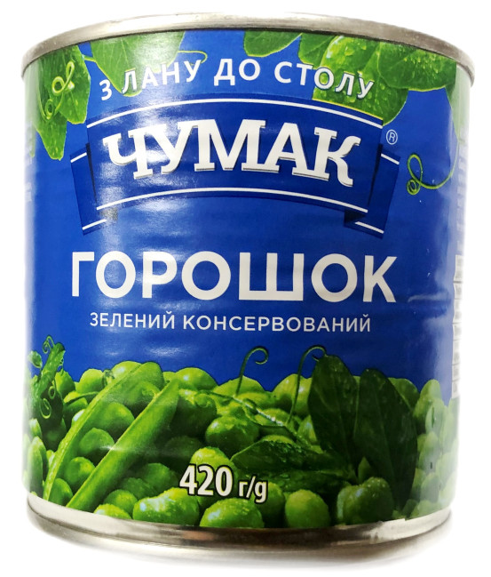деталь Горошек зеленый консервированный 420г Чумак