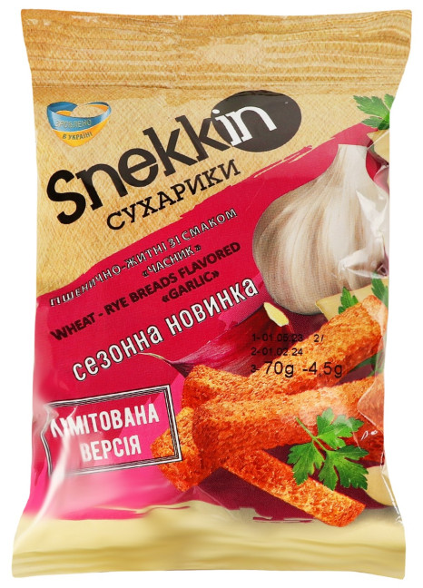 деталь Сухари со вкусом чеснока 70г Snekkin