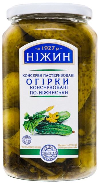 деталь Огурцы консервированные 920г Нежин