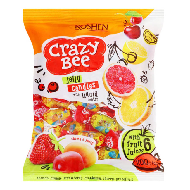 деталь Bonbony Crazy Bee ovocné žele 200g Roshen
