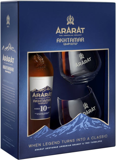 деталь Армянское бренди 10 лет 0,75л + 2 стакана 40% Ararat