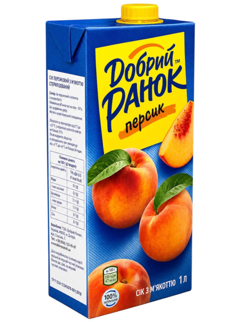деталь Персиковый сок с мякотью 1л Добрий ранок