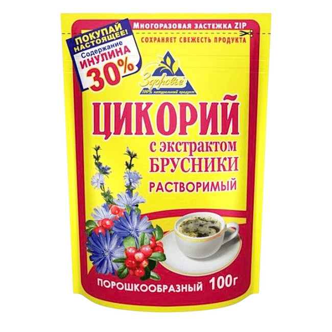 деталь Цикорий с экстрактом брусники растворимый 100г Здоровье