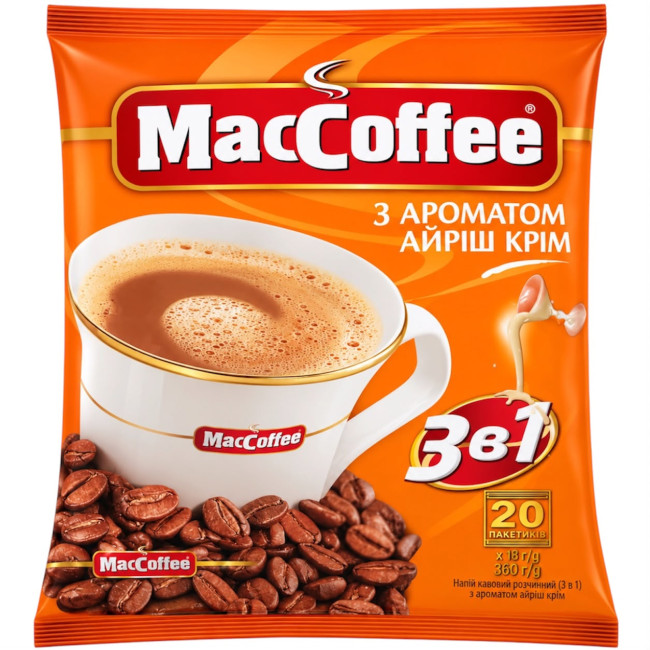 деталь Растворимый кофейный напиток 3в1 со вкусом ирландских сливок 360г (20 пакетиков по 18г) MacCoffee