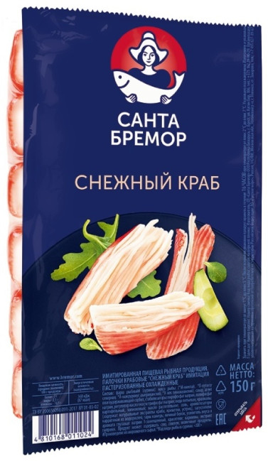 деталь Крабовые палочки Снежный краб 150г Санта Бремор